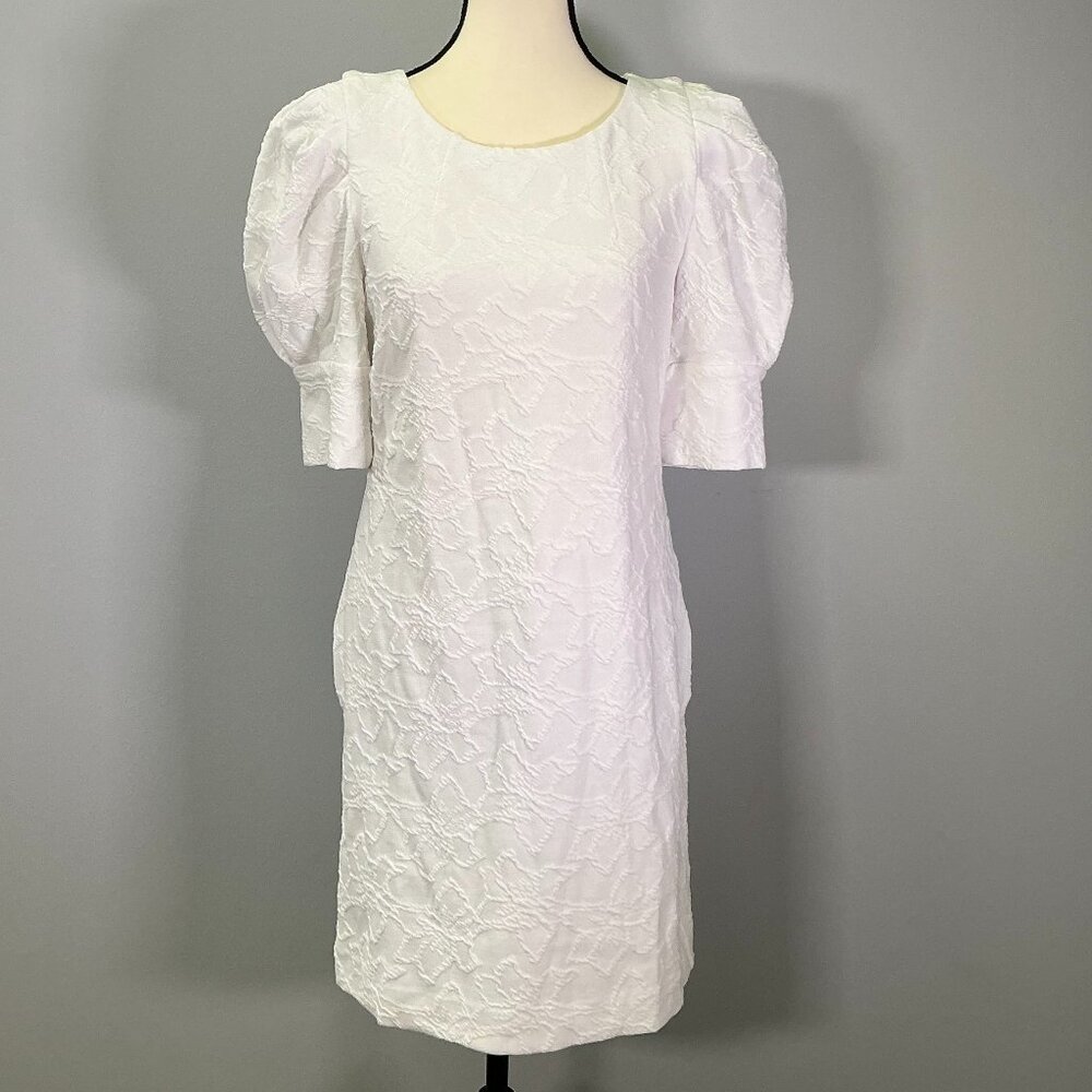Lilly Pulitzer Puff Sleeve Women's Size S White Knit Jacquard Dress NWT